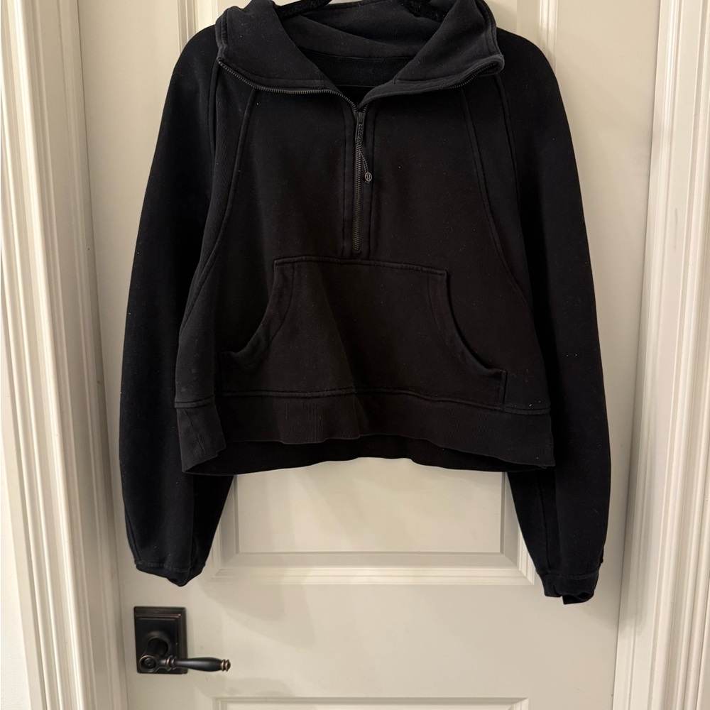 Lululemon Black Half-Zip scuba
There is no visible wear except for the spots